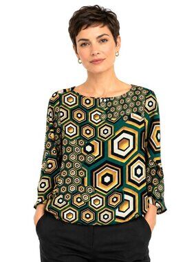 Sandro Ferrone Italian Geometric Print Top